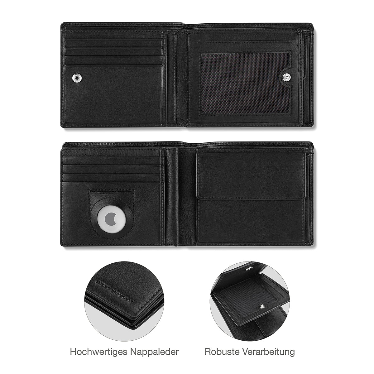 Sydney' AirTag Wallet Black